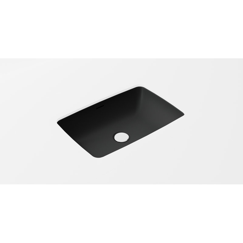 Lavabo de salle de bain encastrable en résine noire mate 23,6 po x 16,4 po Badeloft UB-01-MBLK, Matte Black