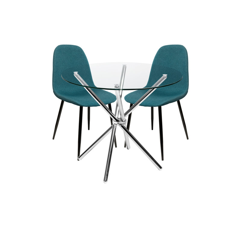 Quintan 2 - Person Dining Set, Chrome, Teal