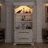 White Vertical Wine Bar Cabinet With Glass Shelves & Drawers