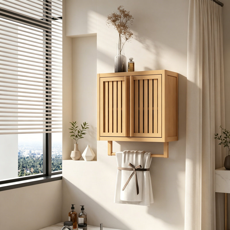 Wall mounted cabinet with double soors