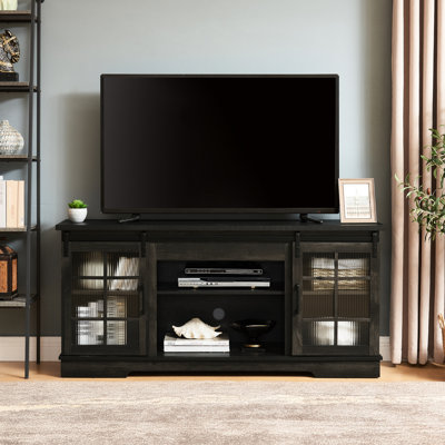 Table de télévision coulissante gris anthracite pour téléviseur 65 po x l 60,8 po x P 15,78 po x H 27,8 po, support multifonctionnel pratique pour écran