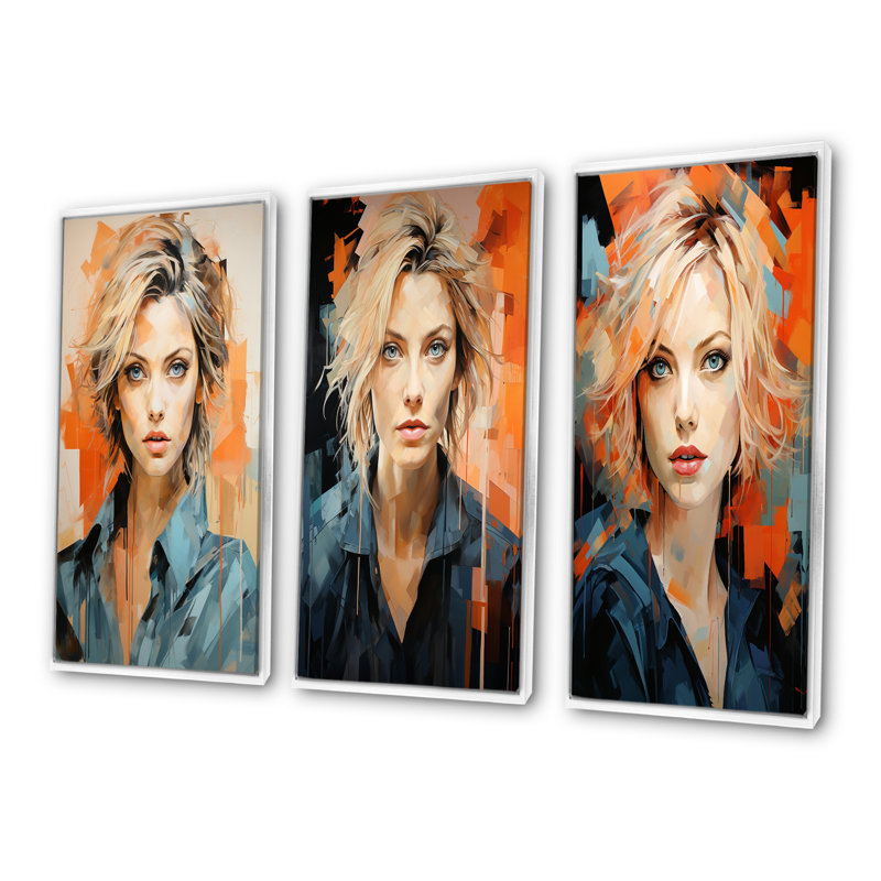 Pop Art Peach Pfeiffer Portrait, H 28 po x l 36 po, Cadre flottant blanc