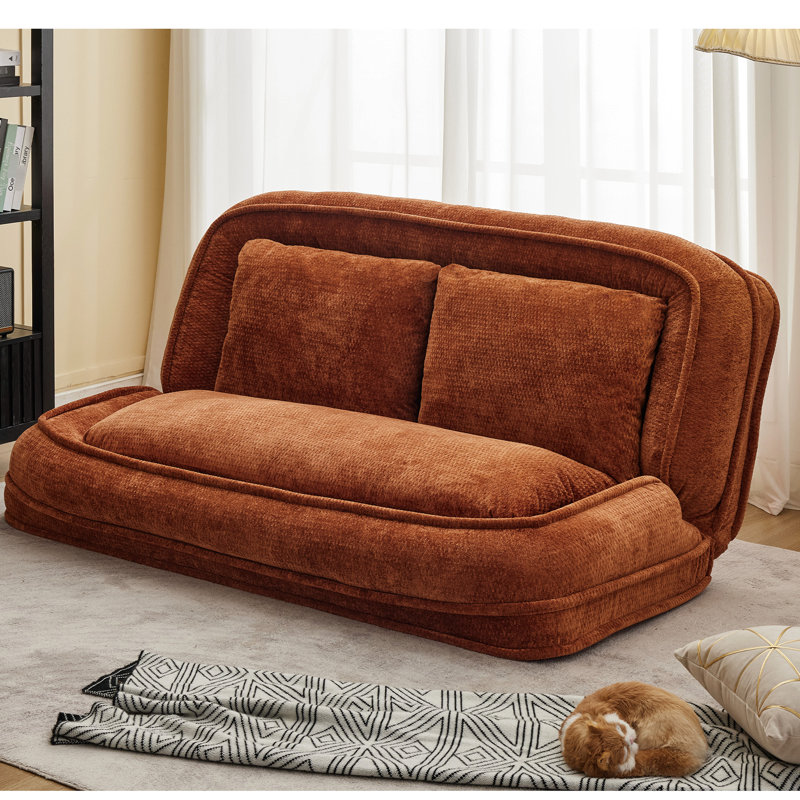 Vidéo pour lit de chien double paresseux en chenille orange pour la détente dans un coin salon extérieur avec animaux