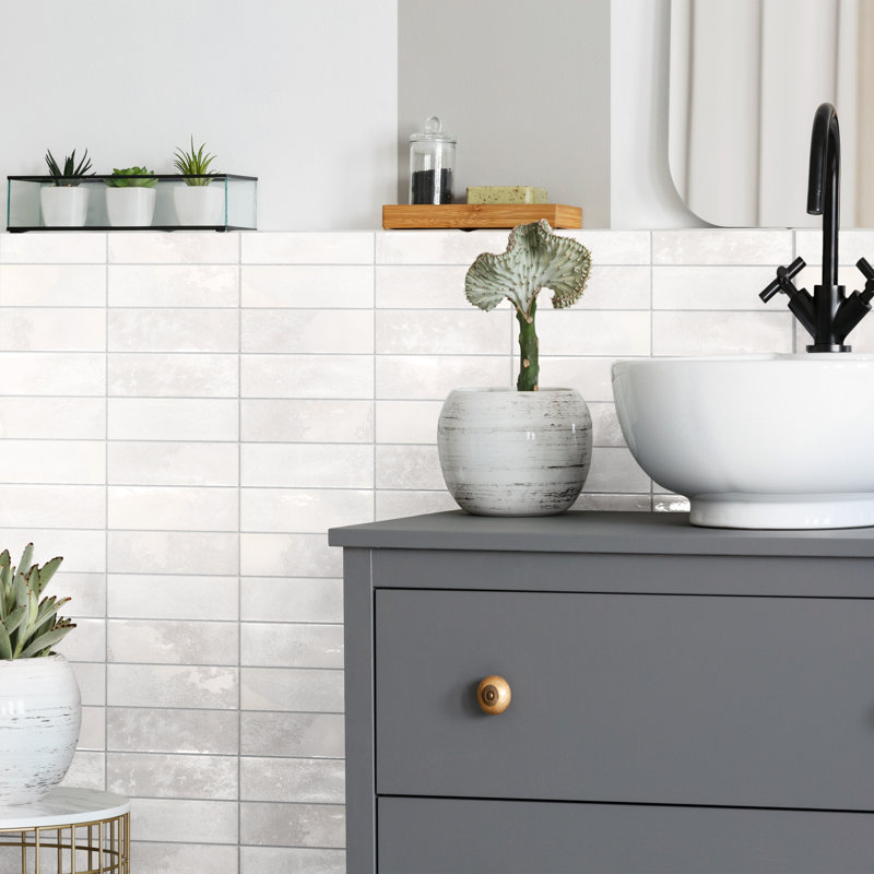 Kings Luxe Tradition 8" x 16" Porcelain Subway Wall Tile, White