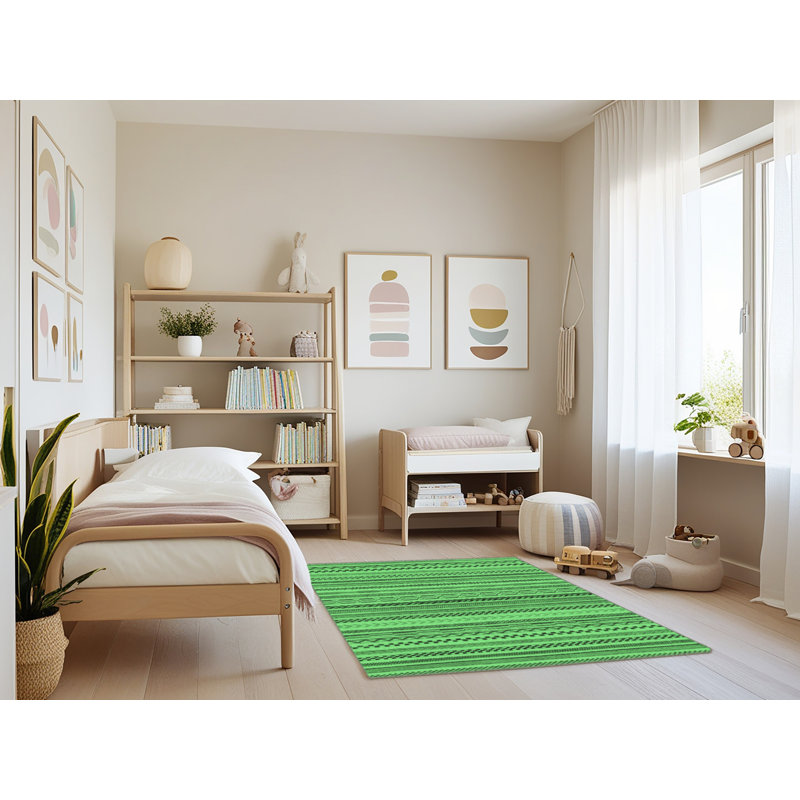 Kayll Washable Geometric Indoor Rug, Rectangle 3' x 5'