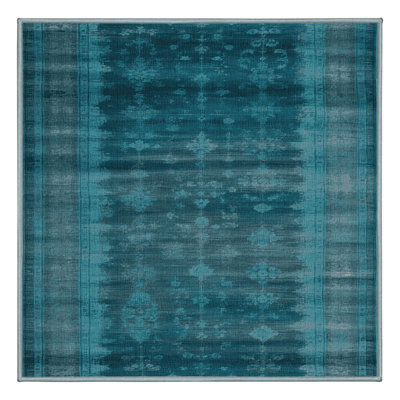 Machine Washable Overdyed Blue Area Rug
