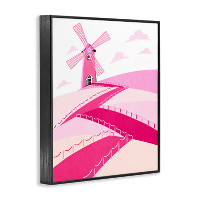 Pink Hills and Windmill Framed Giclee, design by Ziwei Li
