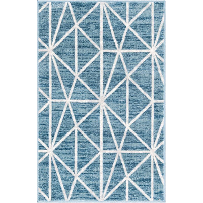 Tapis contemporain Clidy couleur océan
