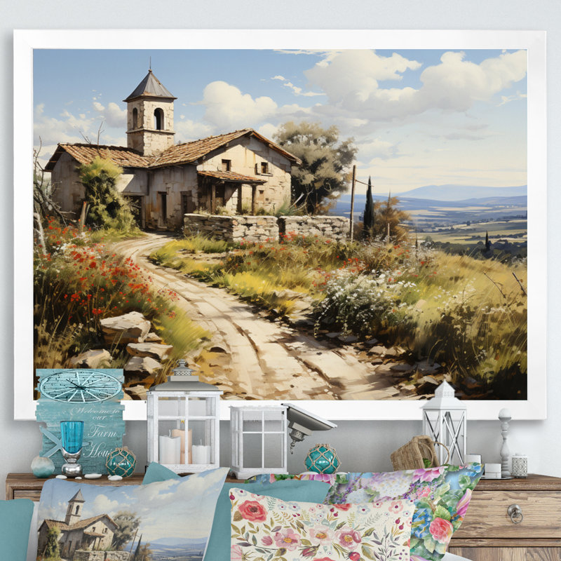 Country Charm Village, reproduction d'art sur toile, H 12 po x l 20 po x P 1 po, Cadre simple blanc