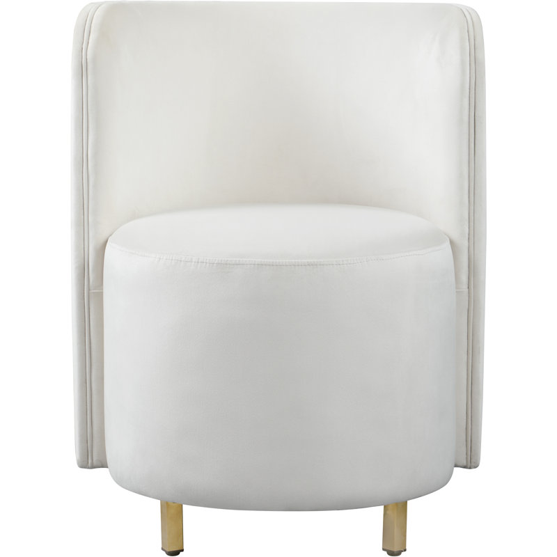 Fauteuil club en velours 25 po Eklund, Velours crème