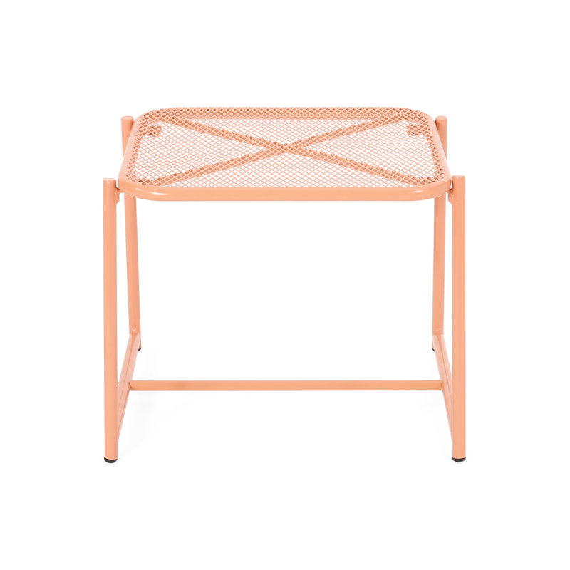 Table d'appoint avec cadre en fer moderne de 16,36 po de hauteur, orange, l 19,96 po x P 17,77 po, avec treillis, assemblage requis 15,5 po de hauteur - fabrication orange
