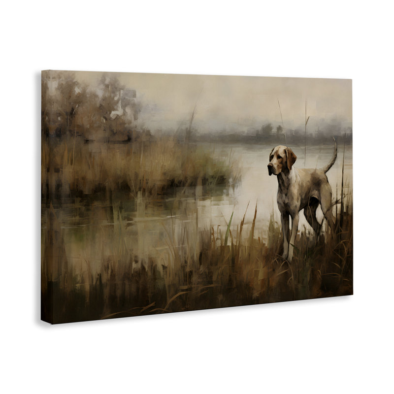 Hunting Dog in Nature Landscape Canvas Wall Art, 36 x 24