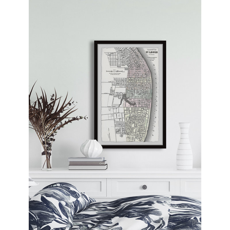 Carte rétro de Saint-Louis - cadre photo, H 12 po x l 8 po x P 1,5 po
