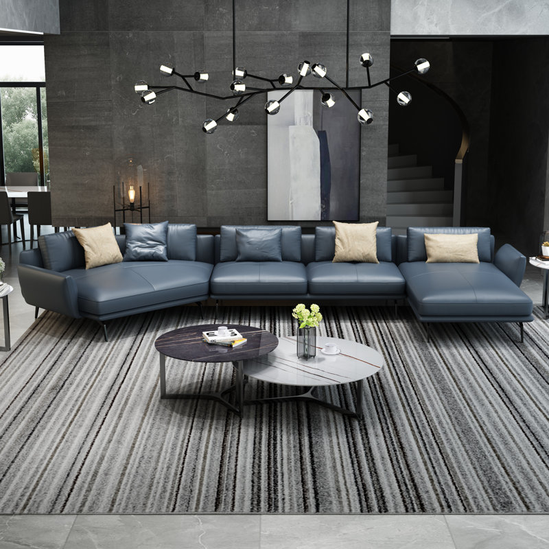 Purvis Upholstered Sectional, Right Hand Facing, Russet Brown Genuine Leather