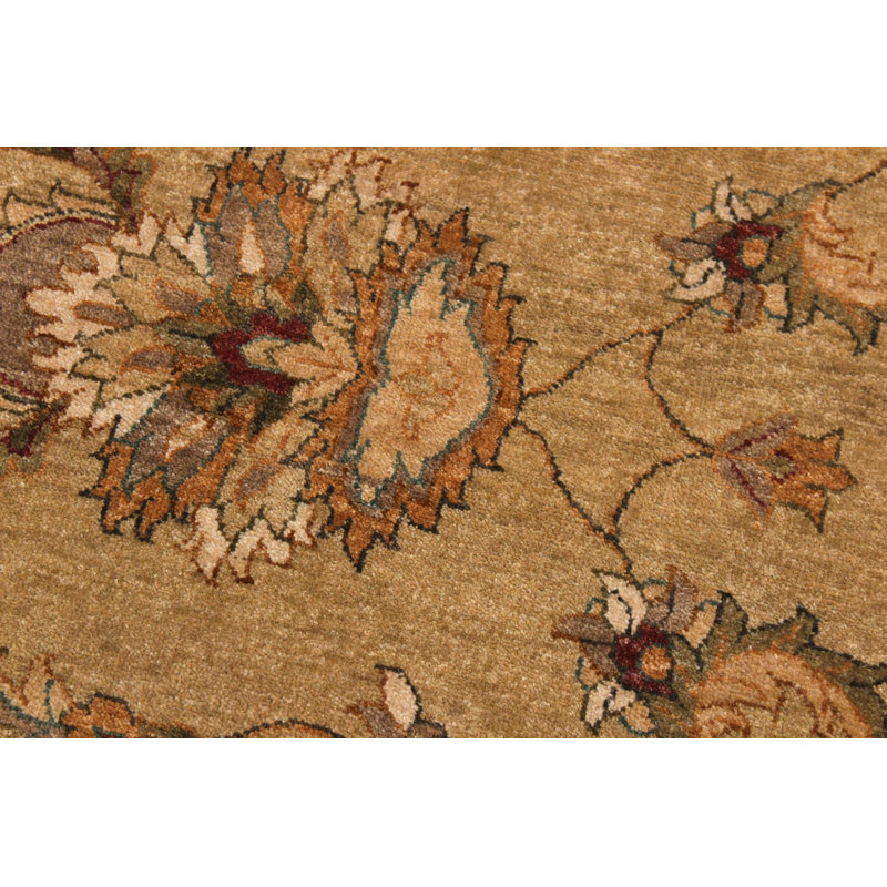 Tapis oriental vert en laine noué à la main 9 pi 1 po x 11 pi 10 po Baccio