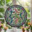Panneau de vitrail à motif floral Colibri ， H 12 po-1535778225