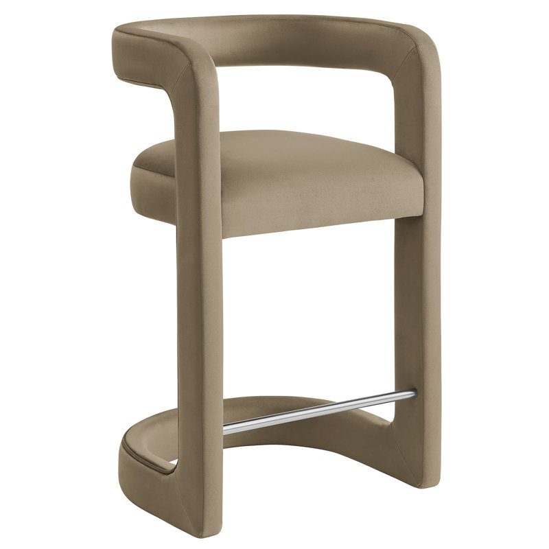 Winslow Performance Velvet Stool, Taupe, Counter Stool (27" Seat Height)