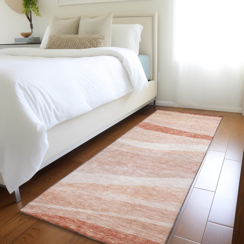 Chayden ACN1099 Machine Washable Indoor/Outdoor Salmon Rug, Tapis de couloir 2 pi 3 po x 7 pi 6 po