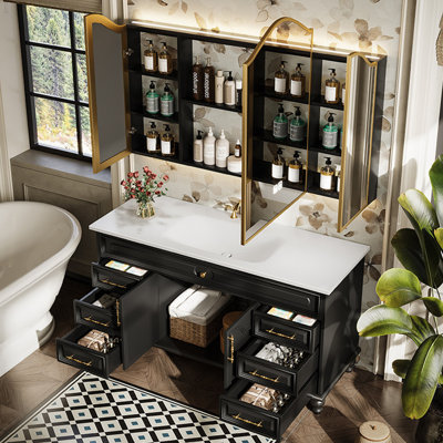 French retro light luxury bathroom cabinet