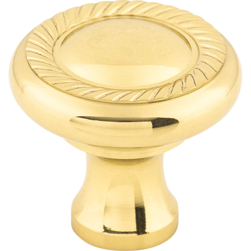 Swirl Cut 1 1/4" Diameter Round Knob, Polished Brass