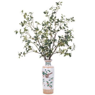 Camellia Branches, Ceramic Vase, 42wx33dx63h