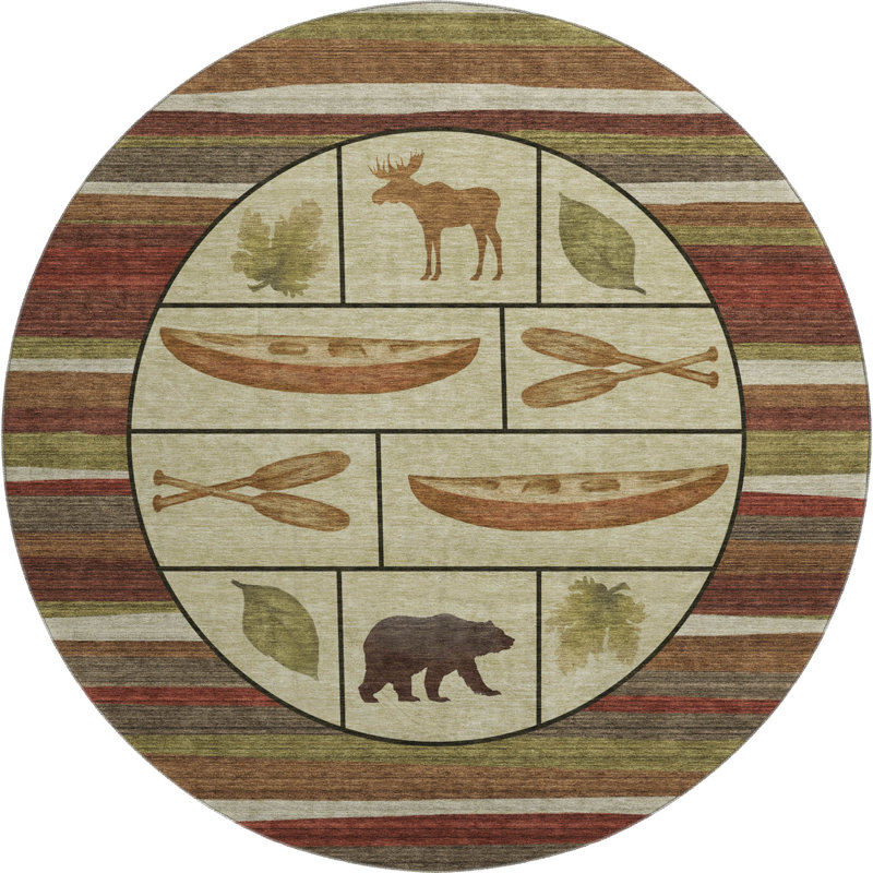 Premium Machine Washable Markhi AMF143 Multi Rug, Round 8' 
