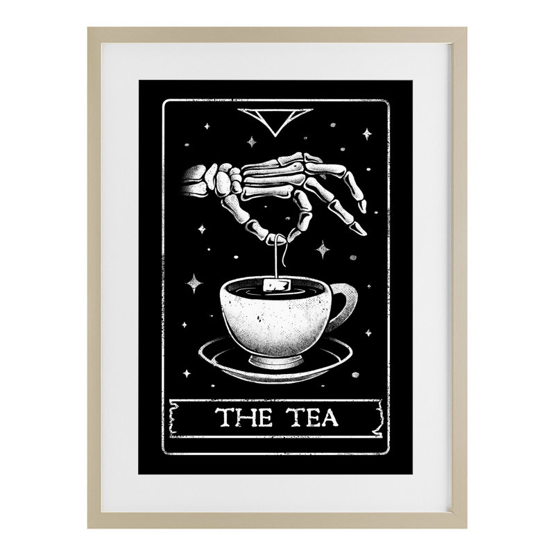 «The Tea Skeleton Tarot», reproduction sous verre, éditée par EduEly Designs, H 20 po x l 14 po, Cadre de récolte en pin