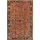 Mahal Hand Knotted Wool Oriental Area Rug in Rose/Navy