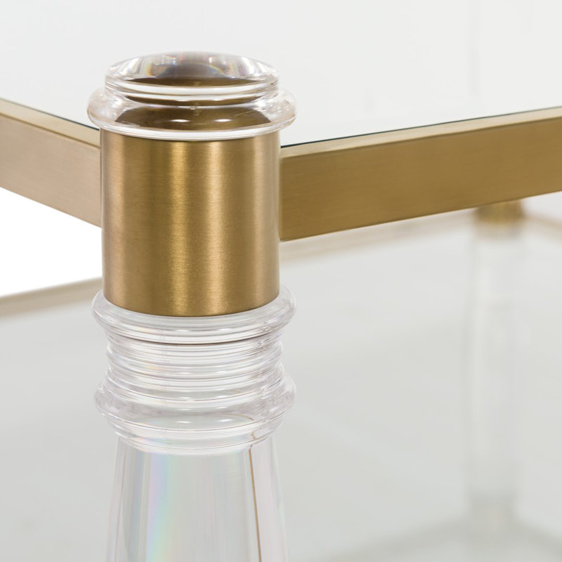 Brahm Glass Top Coffee Table, Brass