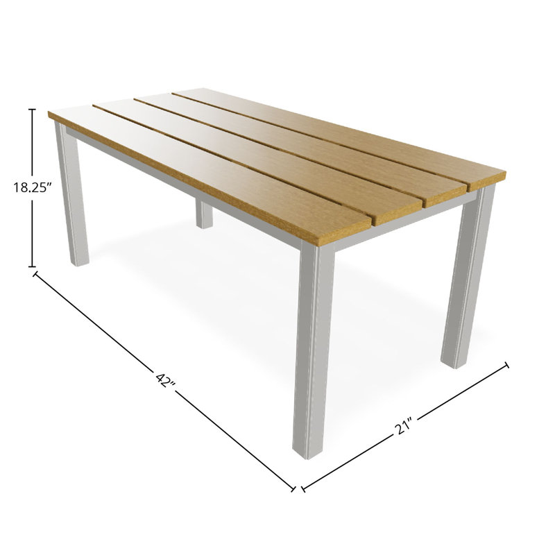 Table basse d'extérieur en polymère rustique 21 po x 42 po, Naturel / neige