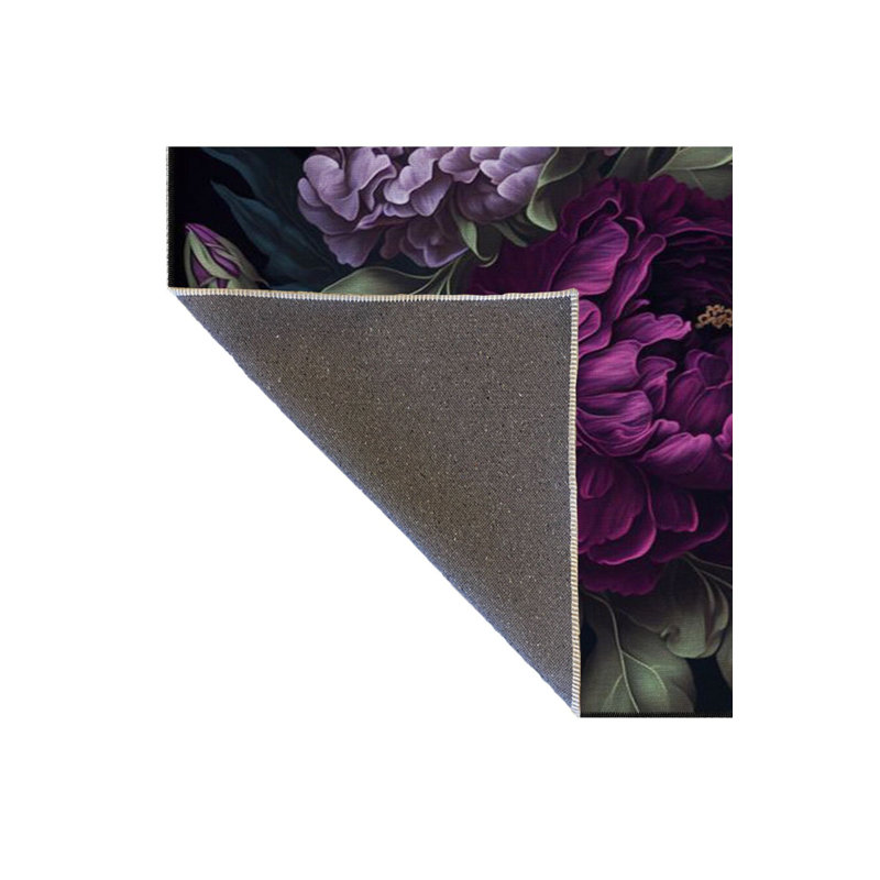 Tapis décoratif mauve à motif floral lavable, Sous-tapis rectangulaire 4 pi 7 po x 6 pi 7 po inc