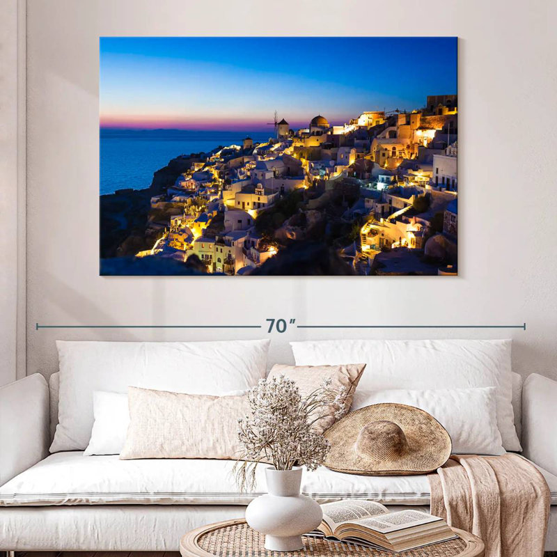 Gillard Santorini au coucher du soleil, H 34 po x l 51 po