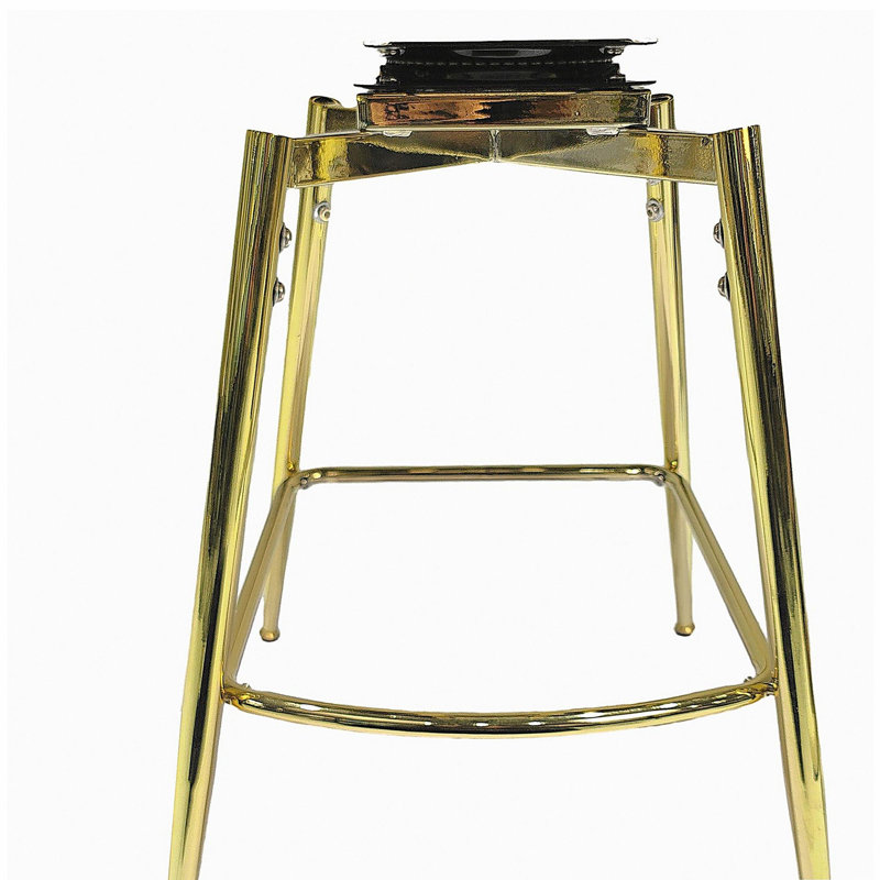 Ensemble de 2 tabourets de bar tissés avec tabourets de bar, tabourets à pieds dorés sans îlot de cuisine réglable, 360 tabourets de bar pivotants avec repose-pieds à dossier (blanc)