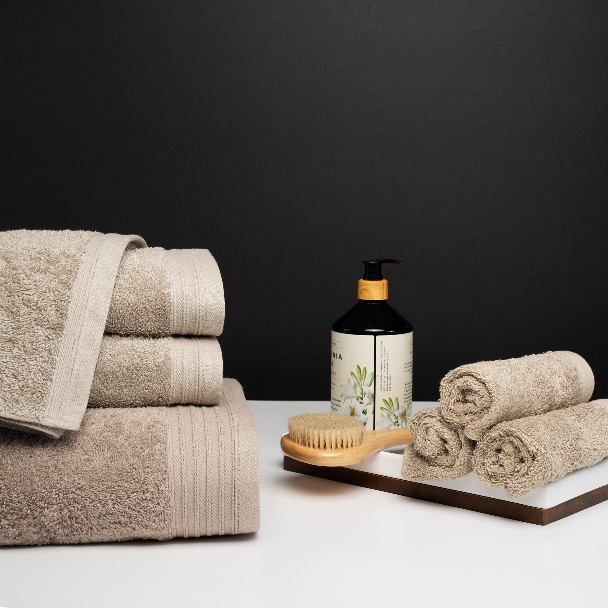 Doncia 8 Piece 100% Cotton Towel Set, Plum/Sand