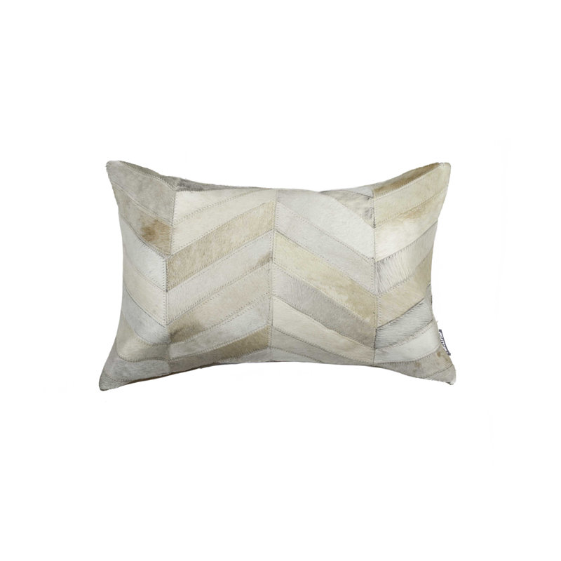 12" x 20" Chevron Cowhide Throw Pillow, Natural Shade Chevron