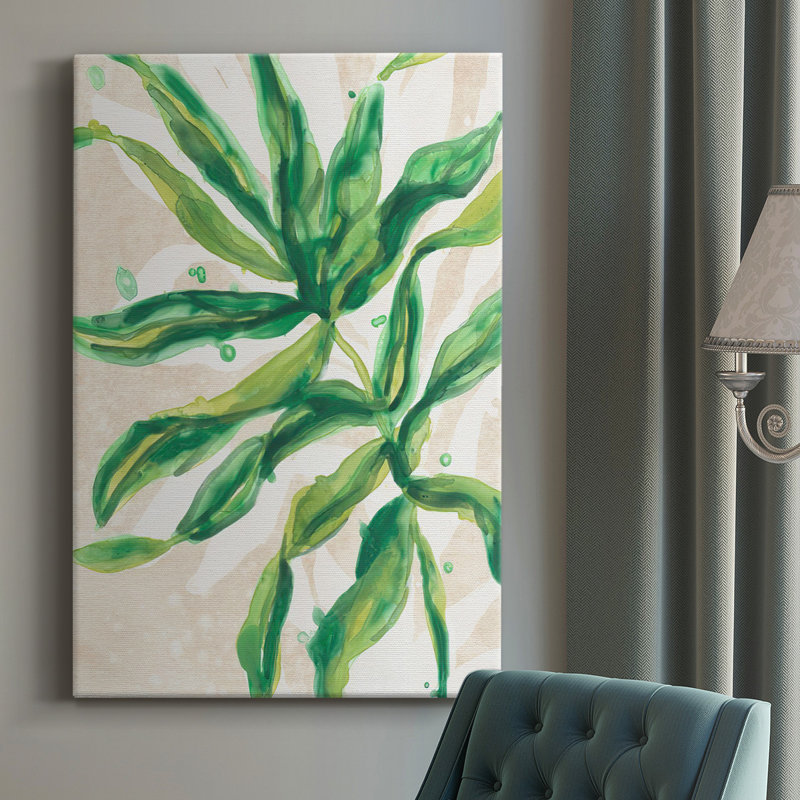 Toile tendue avec châssis Parchment Palms II - prête à être accrochée, H 18 po x l 12 po x P 1,5 po