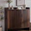 Range-chaussures à 5 niveaux avec portes à volets, grand range-chaussures en bois avec tablettes réglables