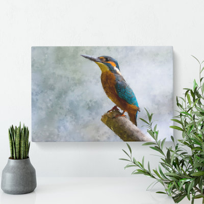 Graceful Kingfisher Bird Painting - Wrapped Canvas