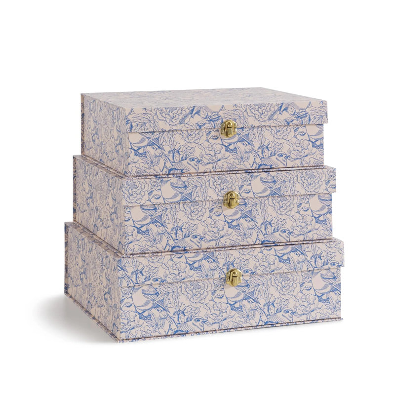 Ekea 3 Piece Decorative Box Set, Aviary Garden
