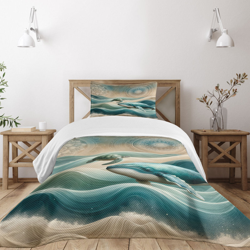 Abstract Coverlet, Twin Coverlet / Bedspread + 1 Standard Sham