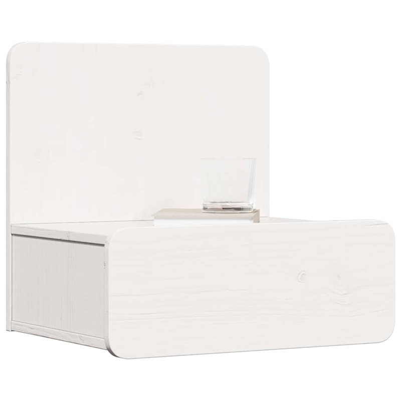Bedside Table Wax 44 X 32.5 X 40 Cm Solid Pine Wood, White
