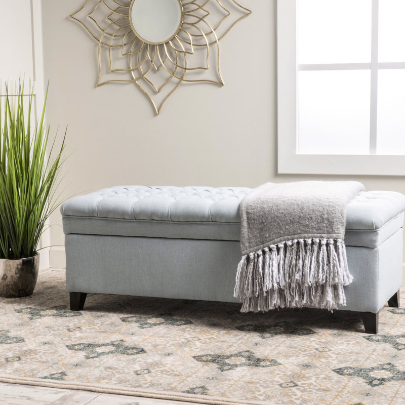 Blue Storage Seat - 49.88d X 19.92w 18.30h Comfy And Space Fabric Chair, Light Blue