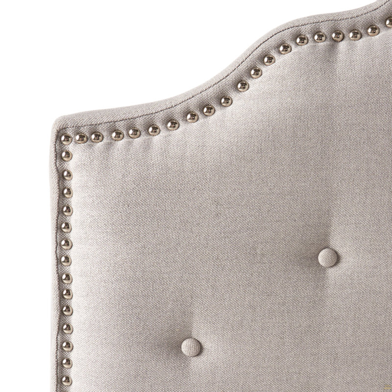 Tufted Upholstered Headboard Queen Size, Solid Wood Head Board With Durable Metal Legs, Gray