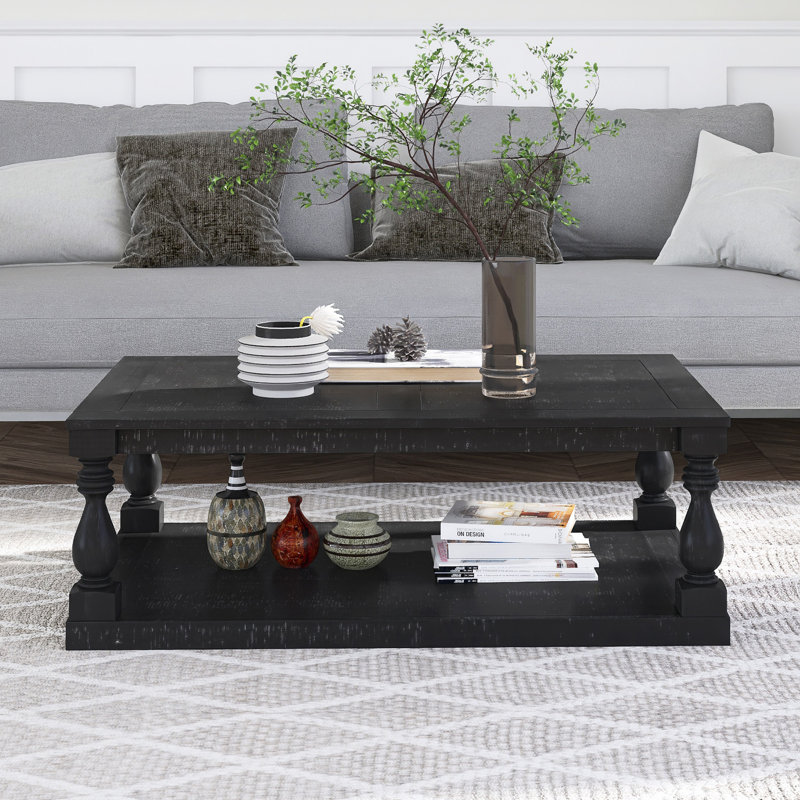 Table basse 45,2 "avec tablette, Noir