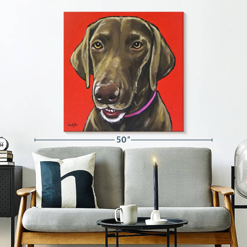 Brampt Chocolate Lab On Orange, 33" H x 33" W