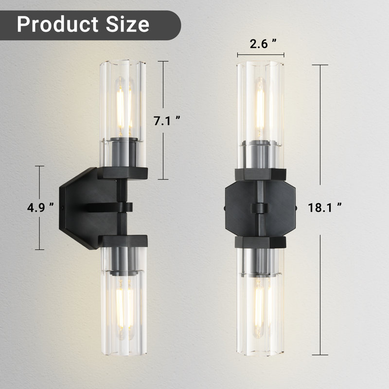 2-light Dimmable Crystal Wall Sconce