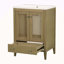 Meuble-lavabo 24 po avec lavabo en céramique, armoire de rangement en rotin avec deux portes et un tiroir, cadre solide