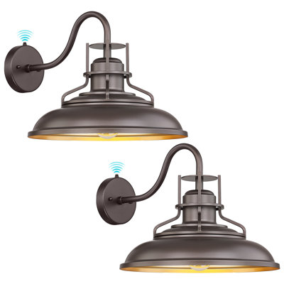 18 Inch Dusk To Dawn Steel Wall Light Farmhouse Gooseneck Barn Light (Set Of 2)