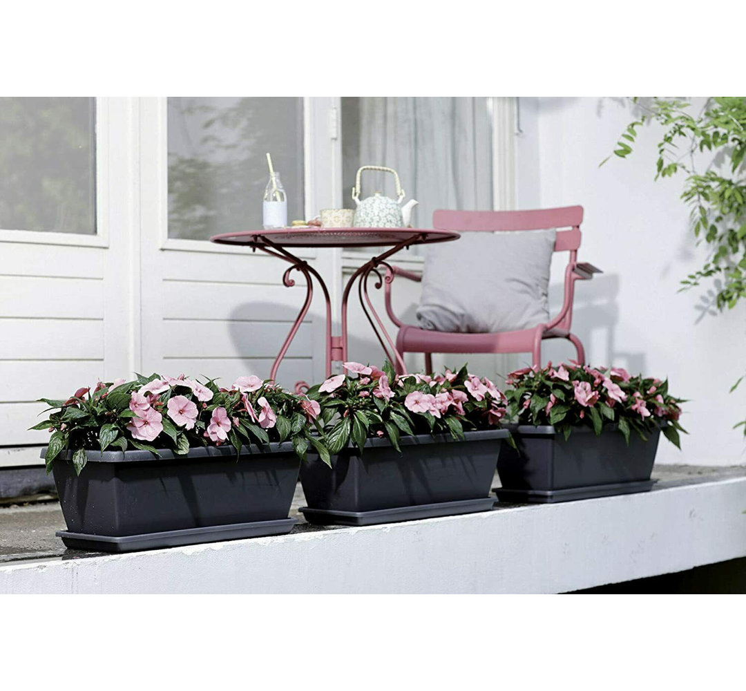 Elho 60Cm Large White Trough Planter Flower Pots Plant Pot 20 Litre Capacity