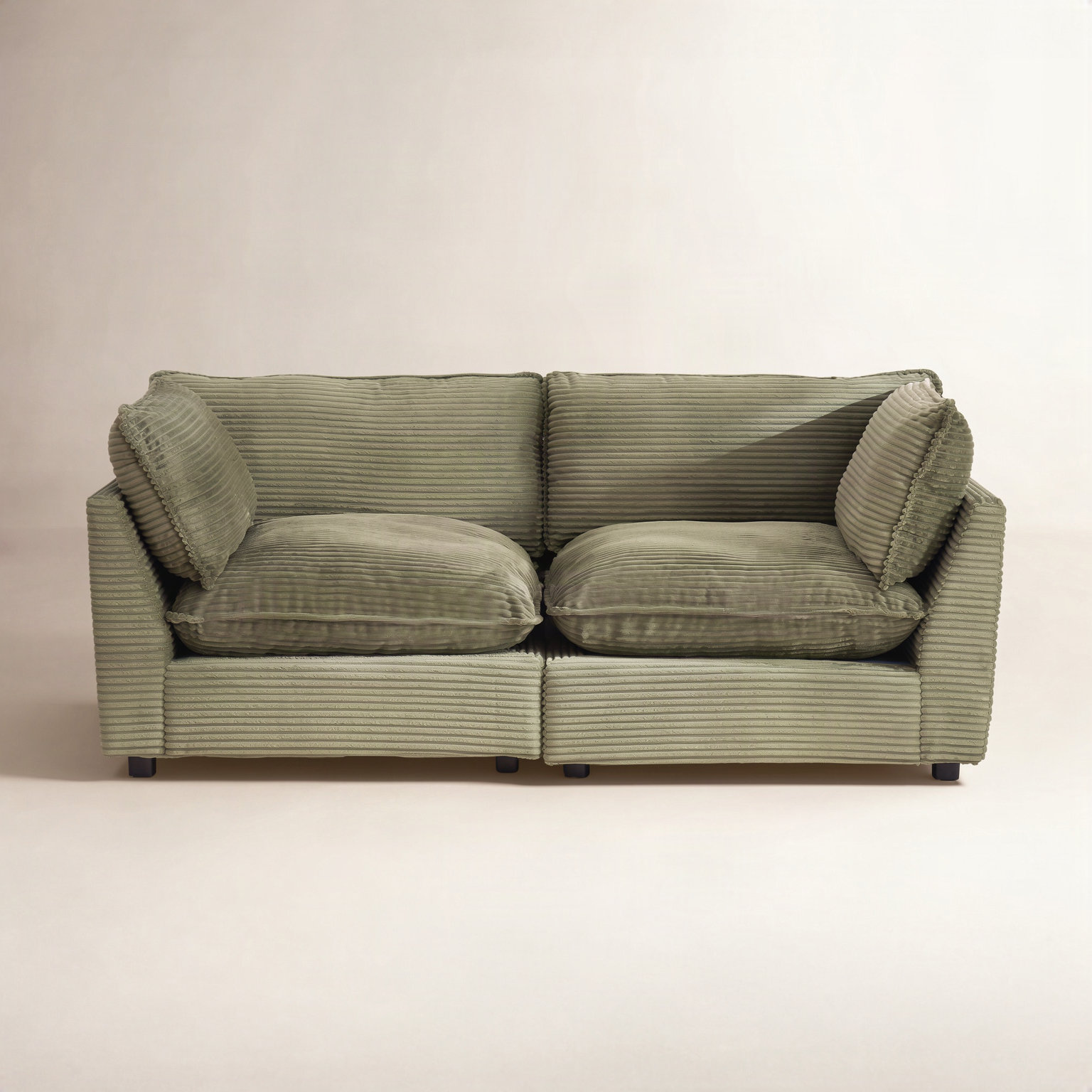Eagan 75" Modular Loveseat, Green Corduroy
